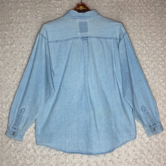 A.S. Club Blues Floral‎ Embroidered Demin Button Down Size Small - Picture 7 of 8